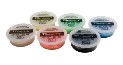 Theraputty Plus  Exercise Putty, 6 Ounce, Set of 6 (1 Ea: Tan through Black)