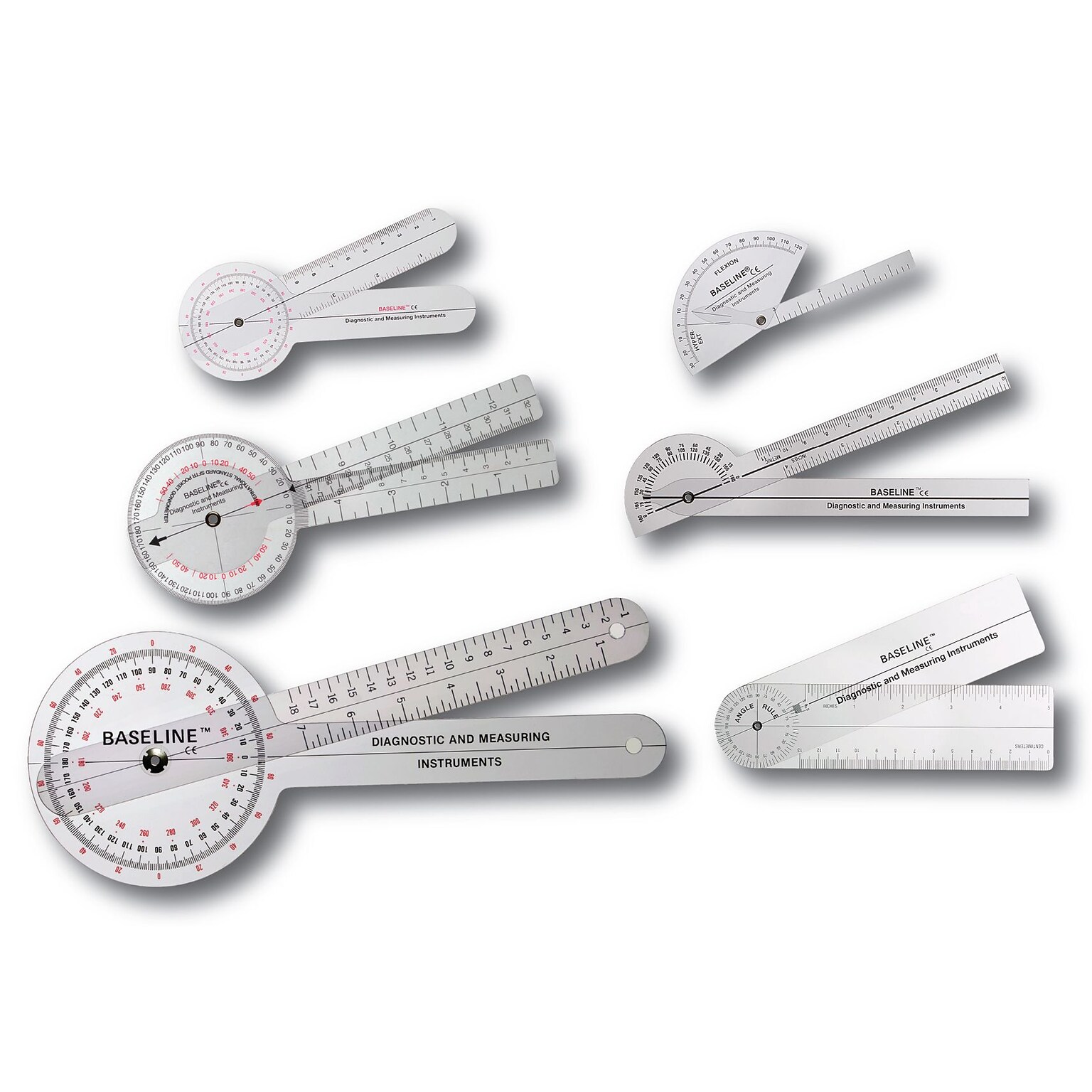 Baseline 6-Piece Plastic Goniometer Set