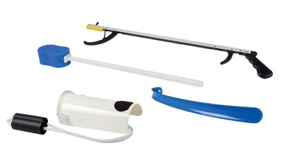 Hip Kit #1: 26 Reacher, Contoured Sponge, Sock and Stocking Aid, 18 Plastic Shoehorn