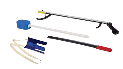 Hip Kit #2: 32 Reacher, Sock and Stocking Aid, 24 Metal Shoe Horn, Contoured Sponge