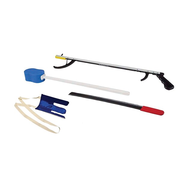 Hip Kit #2: 32 Reacher, Sock and Stocking Aid, 24 Metal Shoe Horn, Contoured Sponge