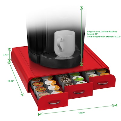 Mind Reader Anchor Coffee Pod Storage Drawer For 36 K-Cup, Red (TRY3PC-RED)