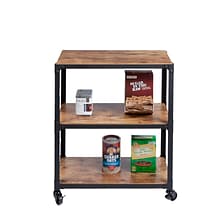 Mind Reader 3 Tier Rolling Cart Wood Metal Utility Cart, Black (WDMTCART3T-BLK)