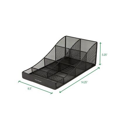 Mind Reader ' Trove' 7 Compartment Tea/Coffee Condiment Organizer, Black Metal Mesh (COMP7MESH-BLK)