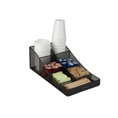 Mind Reader ' Trove' 7 Compartment Tea/Coffee Condiment Organizer, Black Metal Mesh (COMP7MESH-BLK)