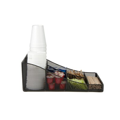 Mind Reader ' Trove' 7 Compartment Tea/Coffee Condiment Organizer, Black Metal Mesh (COMP7MESH-BLK)