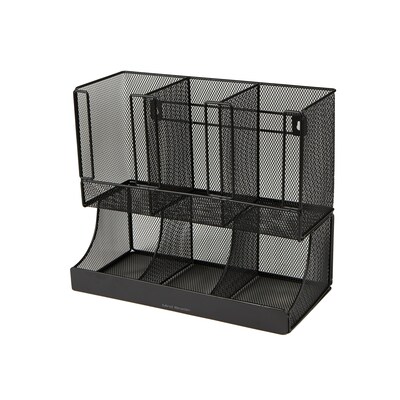 Mind Reader 'Flume' 6 Compartment Coffee Condiment and Cup Organizer, Black Metal Mesh (UPRIGHT6MESH-BL)