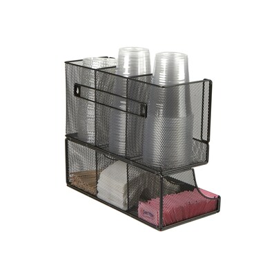 Mind Reader 'Flume' 6 Compartment Coffee Condiment and Cup Organizer, Black Metal Mesh (UPRIGHT6MESH-BL)