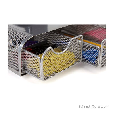 Mind Reader "Perch" PC, Laptop, IMAC Monitor Stand and Desk Organizer, Silver Metal Mesh (MONSTA3DMESH-SI)