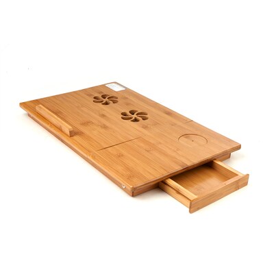 Mind Reader Bamboo Laptop Bed Tray With Cooling, Brown (COOLTRAYBM-BRN)