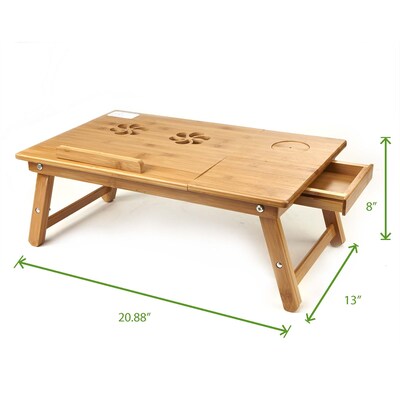 Mind Reader Bamboo Laptop Bed Tray With Cooling, Brown (COOLTRAYBM-BRN)