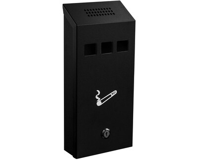 Alpine Industries Steel Wall Mounted Cigarette Trash Can, Black (490-03-BLK)