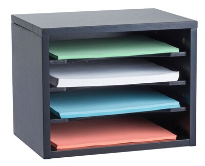 Adiroffice Black Wood Desk Organizer Workspace Organizers Removable Shelves 11 X 14 X 9.8 (502-01-BLK)