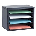 Adiroffice Black Wood Desk Organizer Workspace Organizers Removable Shelves 11 X 14 X 9.8 (502-01-BLK)