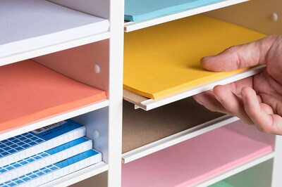 Adiroffice Wood White Adjustable 16 Compartment Literature Organizer (500-16-WHI)