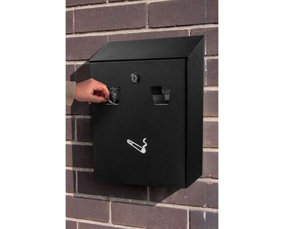 Alpine Industries Steel Indoor/Outdoor Cigarette Receptacle, 1 Gallon, Black (490-01-BLK)