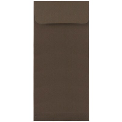 JAM Paper Open End #10 Currency Envelope, 4 1/8 x 9 1/2, Chocolate Brown, 50/Pack (900940724I)