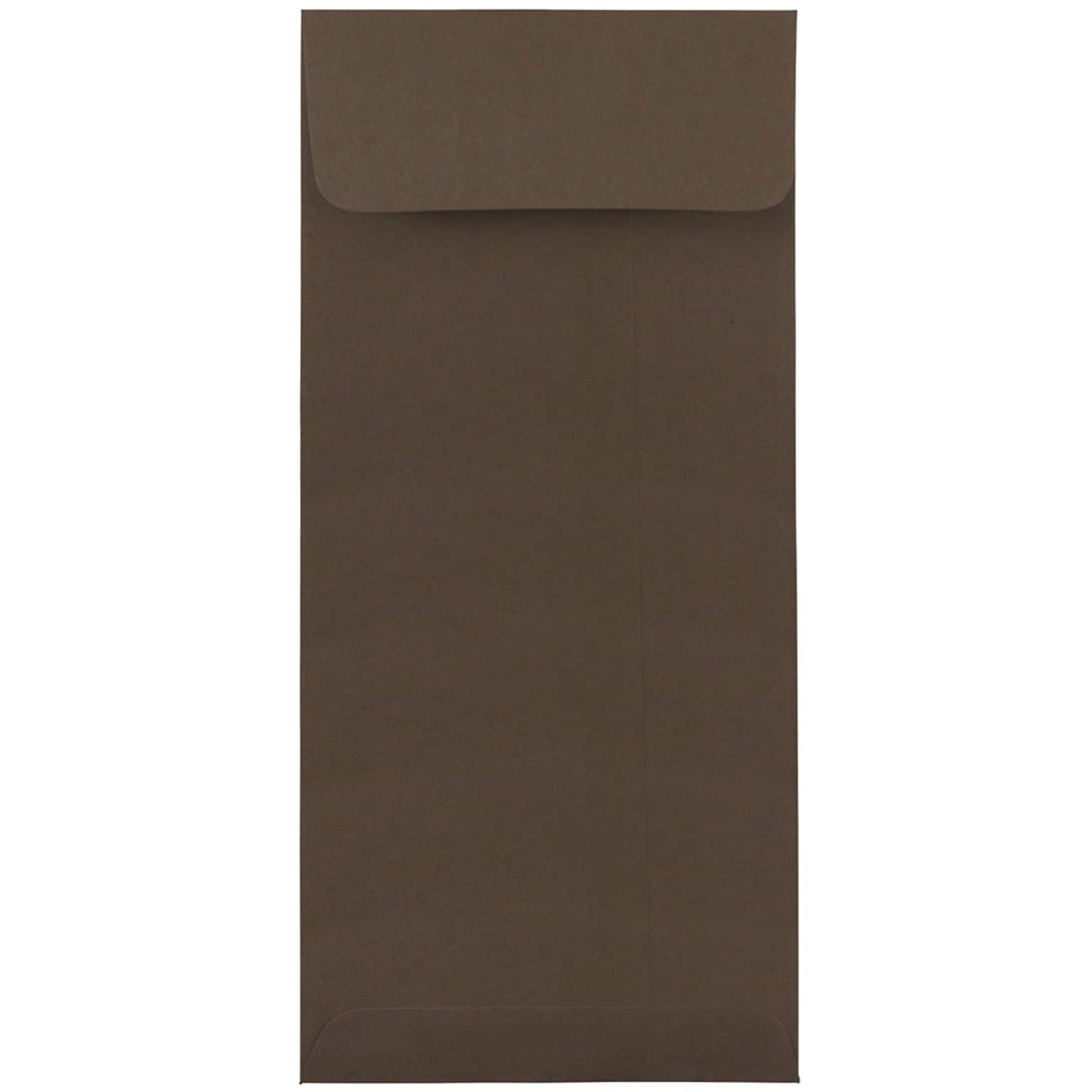 JAM Paper Open End #10 Currency Envelope, 4 1/8 x 9 1/2, Chocolate Brown, 50/Pack (900940724I)