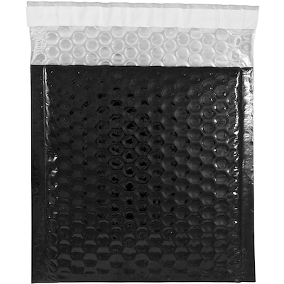 JAM Paper® CD Size Bubble Mailers with Peel and Seal Closure, 6 x 6.5, Black Metallic, 12/pack (2744430)