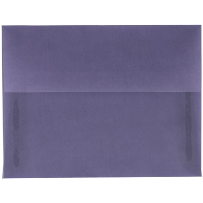 JAM Paper A2 Invitation Envelope, 4 3/8 x 5 3/4, Wisteria Purple Translucent, 25/Pack (PACV604)