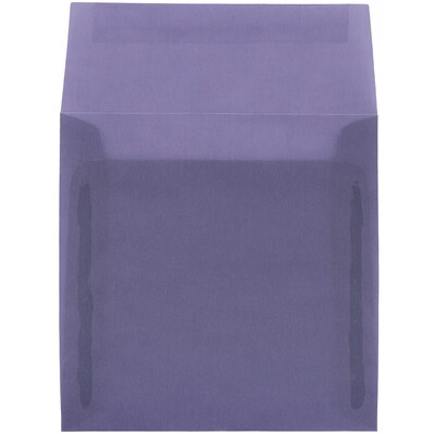 JAM Paper Booklet Envelope, 5 1/2" x 5 1/2", Wisteria Purple, 50/Pack (PACV504I)