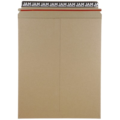 JAM Paper® Stay-Flat Photo Mailer Envelopes, 11 x 13.5, Brown Kraft, Self-Adhesive Closure, 6 Rigid