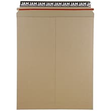 JAM Paper® Stay-Flat Photo Mailer Envelopes, 11 x 13.5, Brown Kraft, Self-Adhesive Closure, 6 Rigid