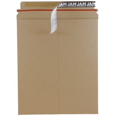 JAM Paper® Stay-Flat Photo Mailer Envelopes, 11 x 13.5, Brown Kraft, Self-Adhesive Closure, 6 Rigid Mailers/Pack (8866644B)