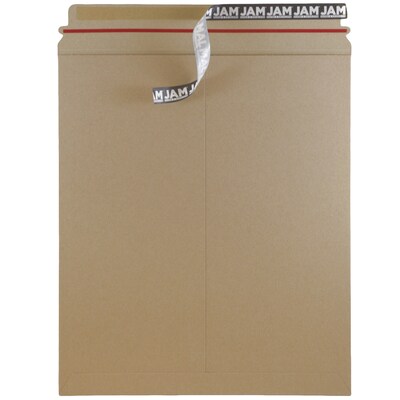 JAM Paper Photo Mailer Stiff Envelopes, Self Adhesive Closure, 12.75 x 15, Brown Kraft Recycled, S