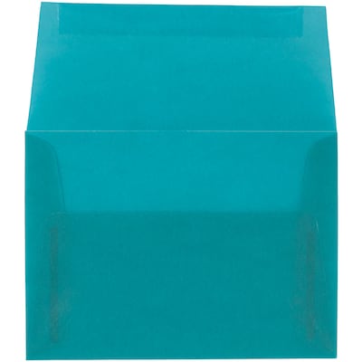 JAM Paper A6 Invitation Envelope, 4 3/4 x 6 1/2, Aqua Translucent, 25/Pack (PACV664)