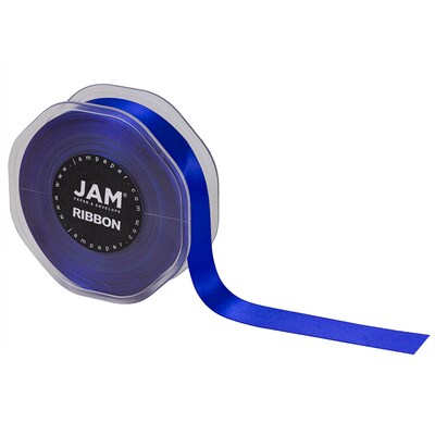 JAM Paper® Double Faced Satin Ribbon, 7/8 Inch Wide x 25 Yards, Royal Blue, Sold Individually (807SAROBU25)