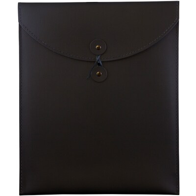 JAM Paper® Leather Portfolio Open End Envelope with Button and String, 9.5 x 12.5, Black, Sold Indiv
