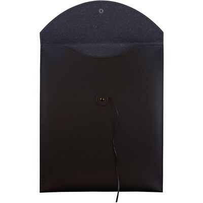 JAM Paper® Leather Portfolio Open End Envelope with Button and String, 9.5 x 12.5, Black, Sold Individually (CF65LBL)