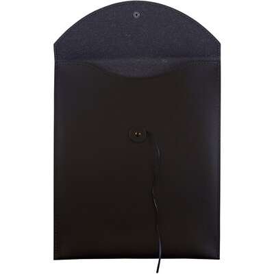 JAM Paper® Leather Portfolio Open End Envelope with Button and String, 9.5 x 12.5, Black, Sold Indiv