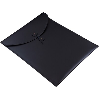 JAM Paper® Leather Portfolio Open End Envelope with Button and String, 9.5 x 12.5, Black, Sold Individually (CF65LBL)
