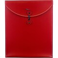 JAM Paper® Leather Envelopes with Button and String Tie Closure, 9.5 x 12.5, Red Sold Individually (CF65LR)