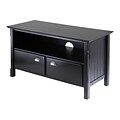 Winsome Timber Wood TV Stand With 2-Sliding Doors, Black