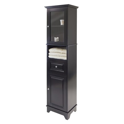 Winsome 1-Drawer, 4-Shelf Wood Alps Tall Cabinet with Glass Door, Black (20871)