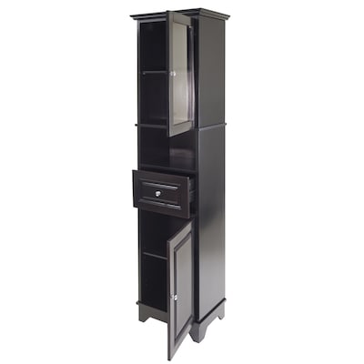 Winsome 1-Drawer, 4-Shelf Wood Alps Tall Cabinet with Glass Door, Black (20871)