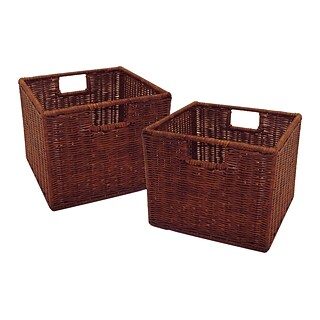 Winsome Leo Rattan Small Wired Basket, Antique Walnut, 2/Pack (92211)