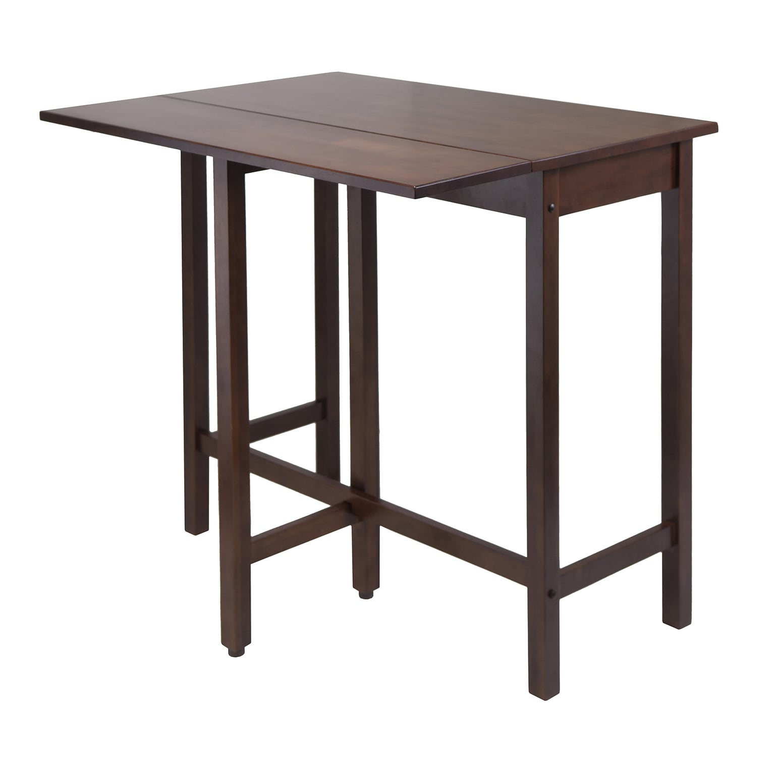 Winsome Lynnwood 35.43 x 39.39 x 30 Wood Rectangular Drop Leaf High Table, Antique Walnut