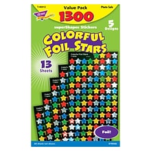 Trend Enterprises® SuperShapes Stickers, Colorful Foil Stars, 1300/PK, 3 PK/BD