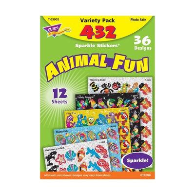 Trend Animal Fun Sparkle Stickers Variety Pack, 432 CT (T-63902)