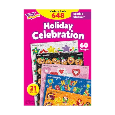 Trend Holiday Celebration Sparkle Stickers Variety Pack, 648 CT (T-63903)