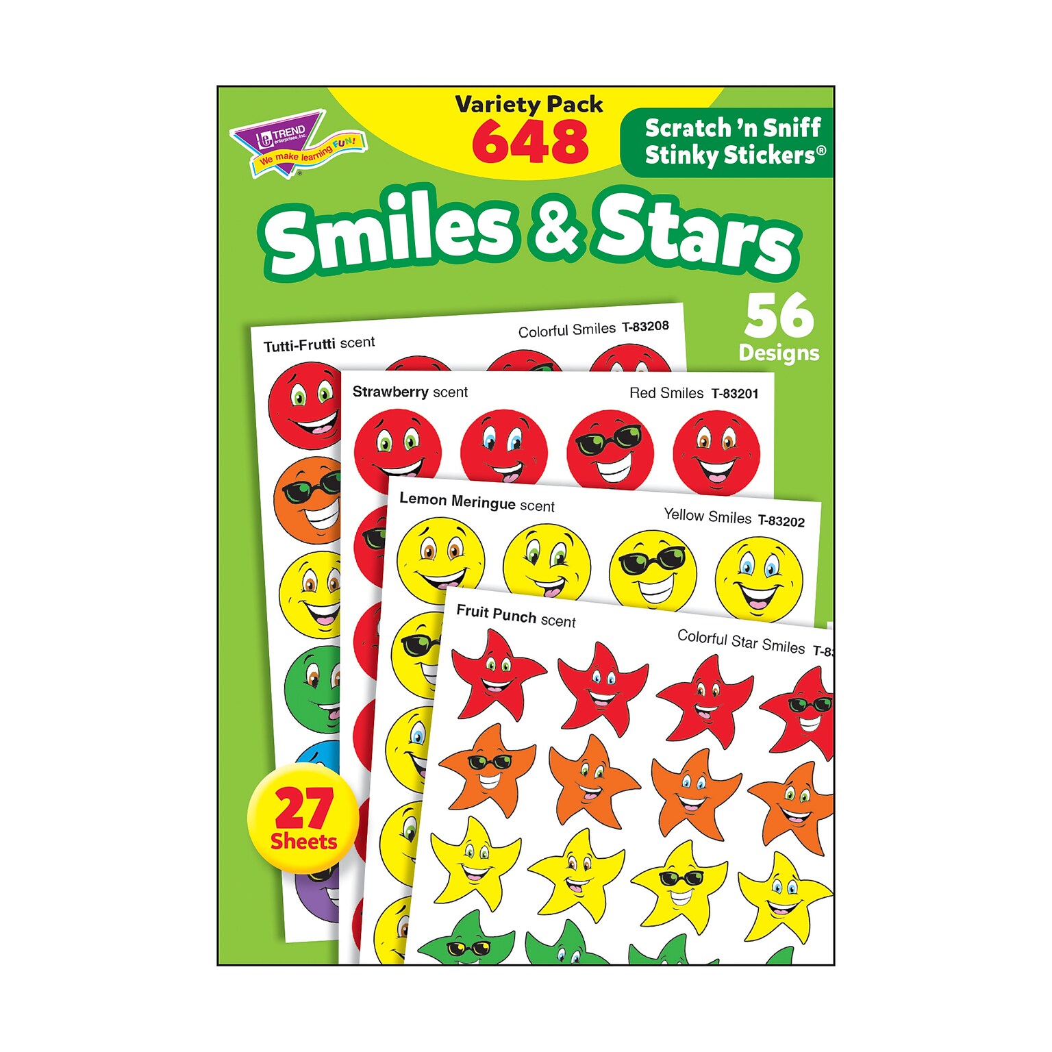 Trend Smiles & Stars Stinky Stickers Variety Pack, 648 CT (T-83905)