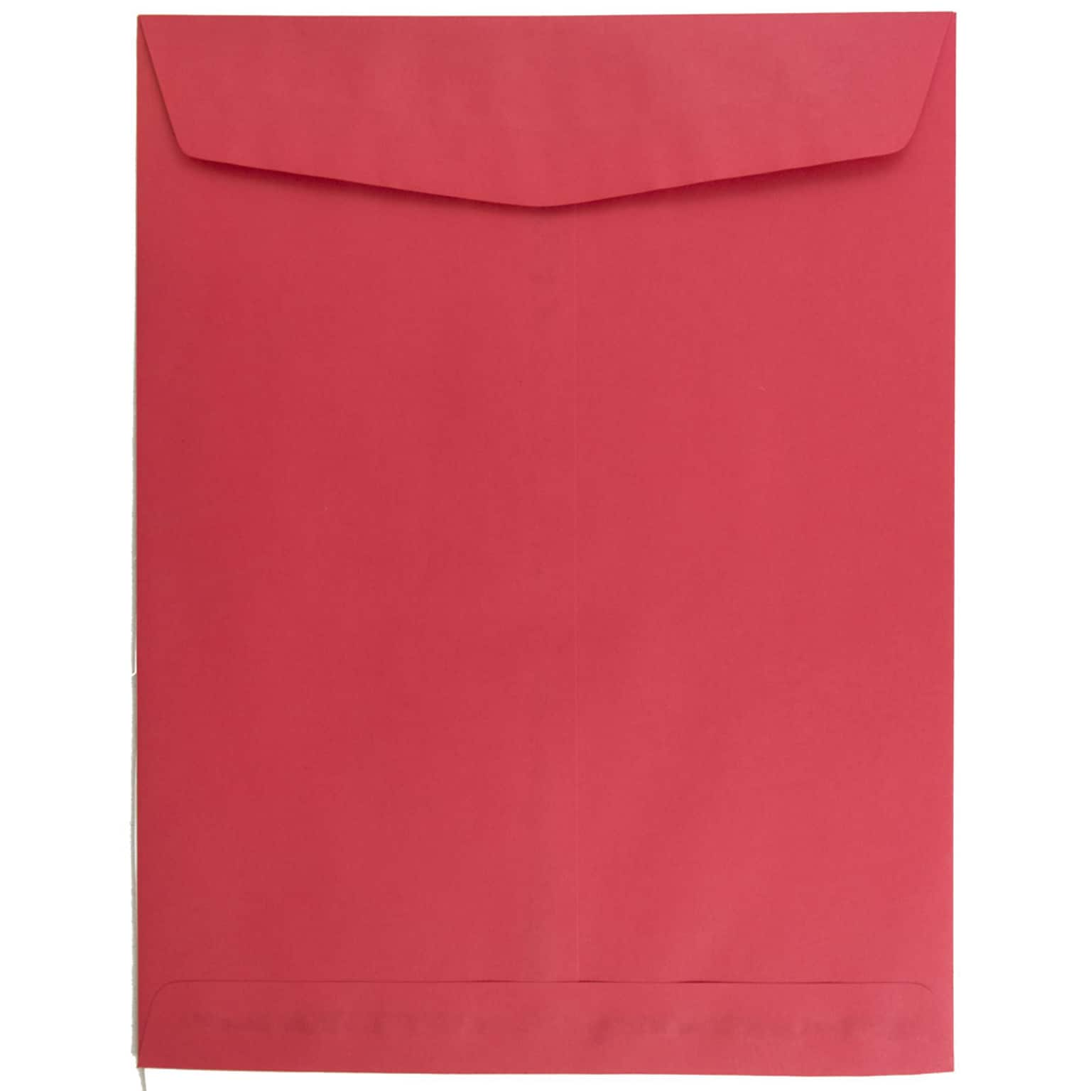 JAM Paper 10 x 13 Open End Catalog Colored Envelopes, Red Recycled, 100/Pack (V0128192)