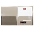 JAM Paper® Plastic See Through Two Pocket Folder, Smoke Grey, 6/pack (381SMOKED)