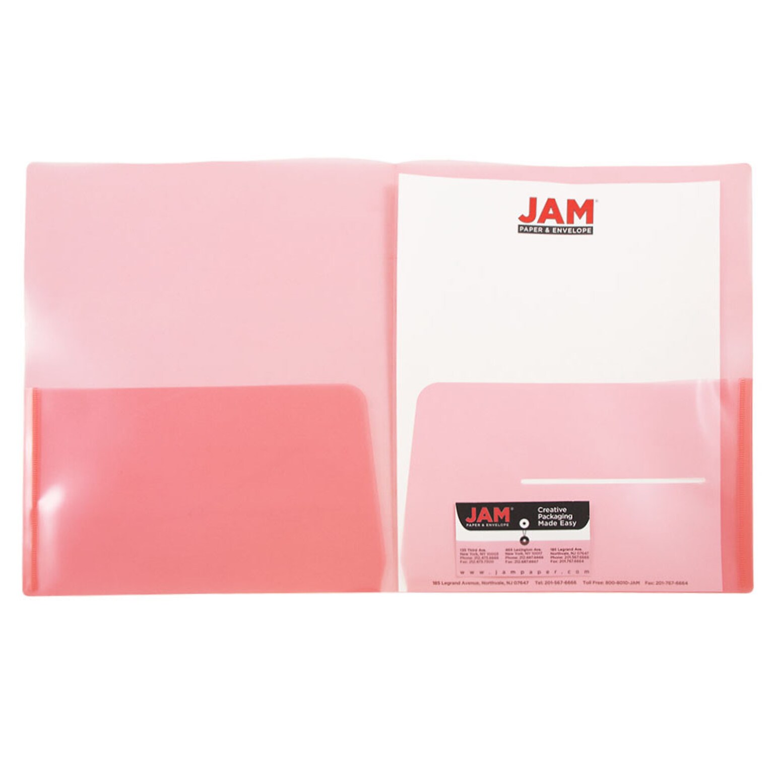 JAM Paper® Plastic See Through Two Pocket Folder, Red, 6/pack (381REDD)