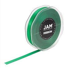 JAM Paper® Double Faced Satin Ribbon, 3/8 Inch Wide x 25 Yards, Emerald Green, Sold Individually (80