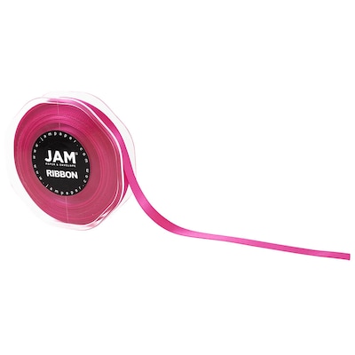 JAM Paper® Double Faced Satin Ribbon, 3/8 Inch Wide x 25 Yards, Shocking Pink, Sold Individually (803SASHPI25)
